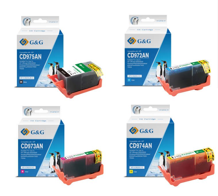 Hp 920XL BKCMY ink cartridge, accessory 4 color set, C2N92AE Warranty 3 years.