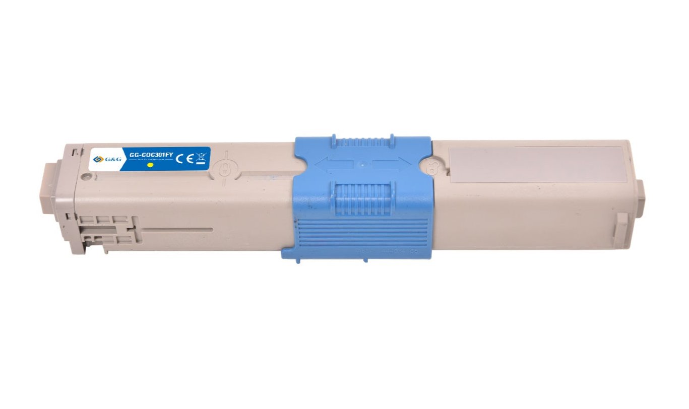 OKI 44973533 bläckpatron, leverans 1500 sidor, C301 Gul, Garanti 3 år.