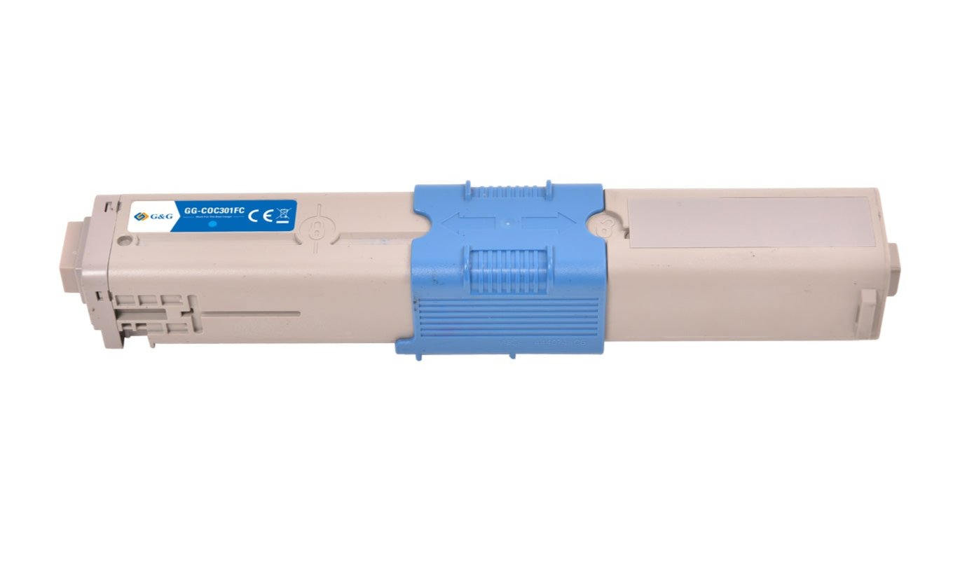 OKI 44973535 bläckpatron, leverans 1500 sidor, C301 Cyan, Garanti 3 år.