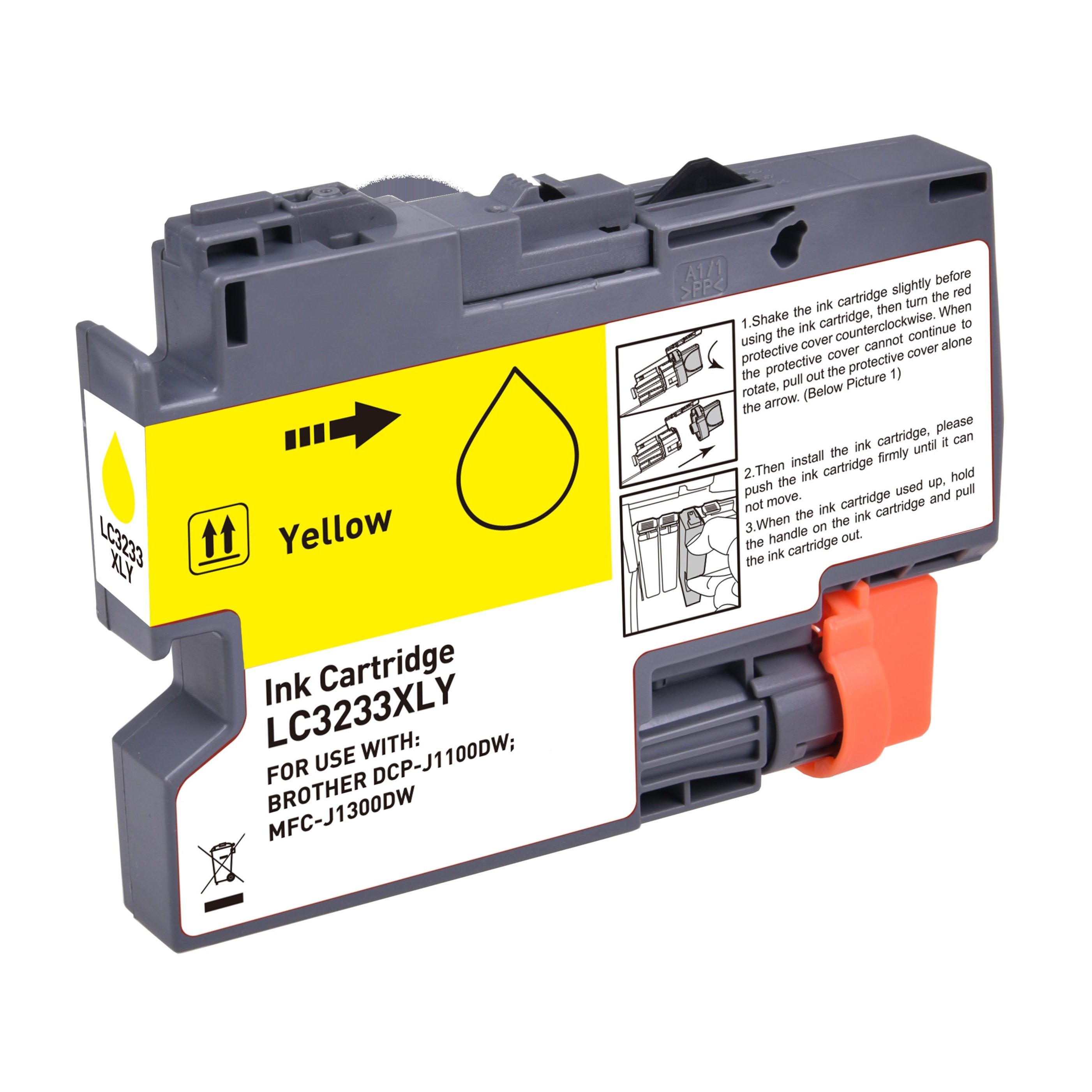 Brother LC-3233Y ink cartridge, supply 1500 Yellow, Warranty 3 years.